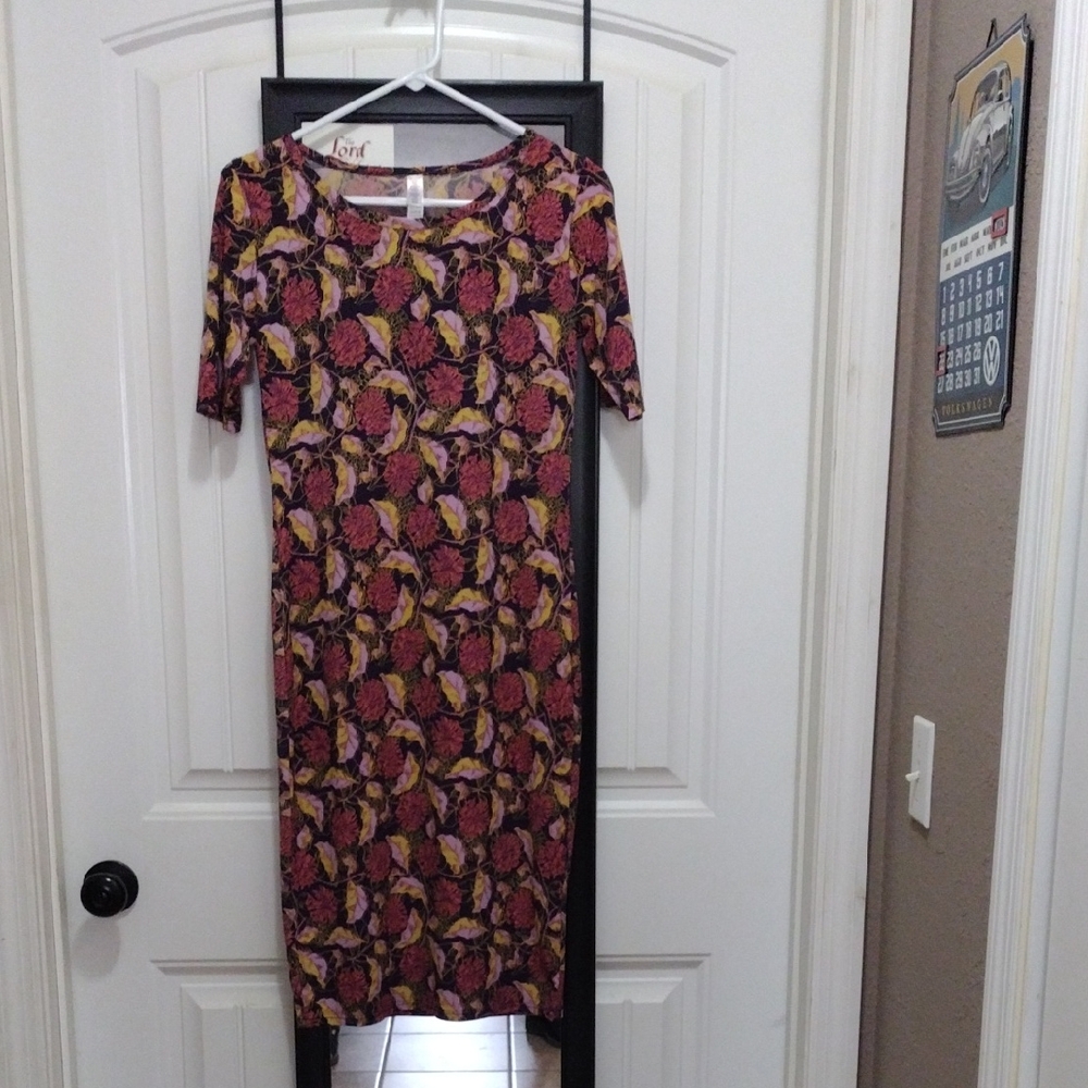 LuLaRoe Multicolor Floral Midi Dress Size XS